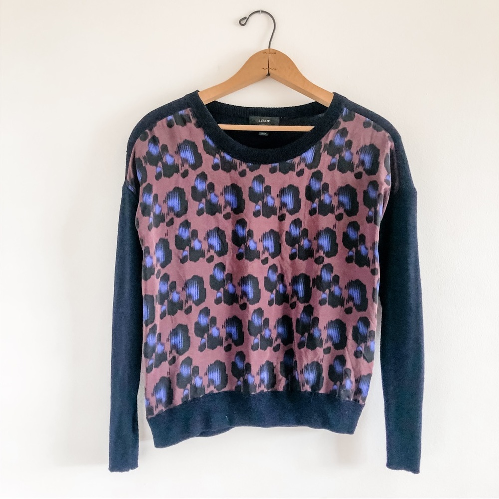 J.Crew Silk and Merino Wool Leopard Print Sweater